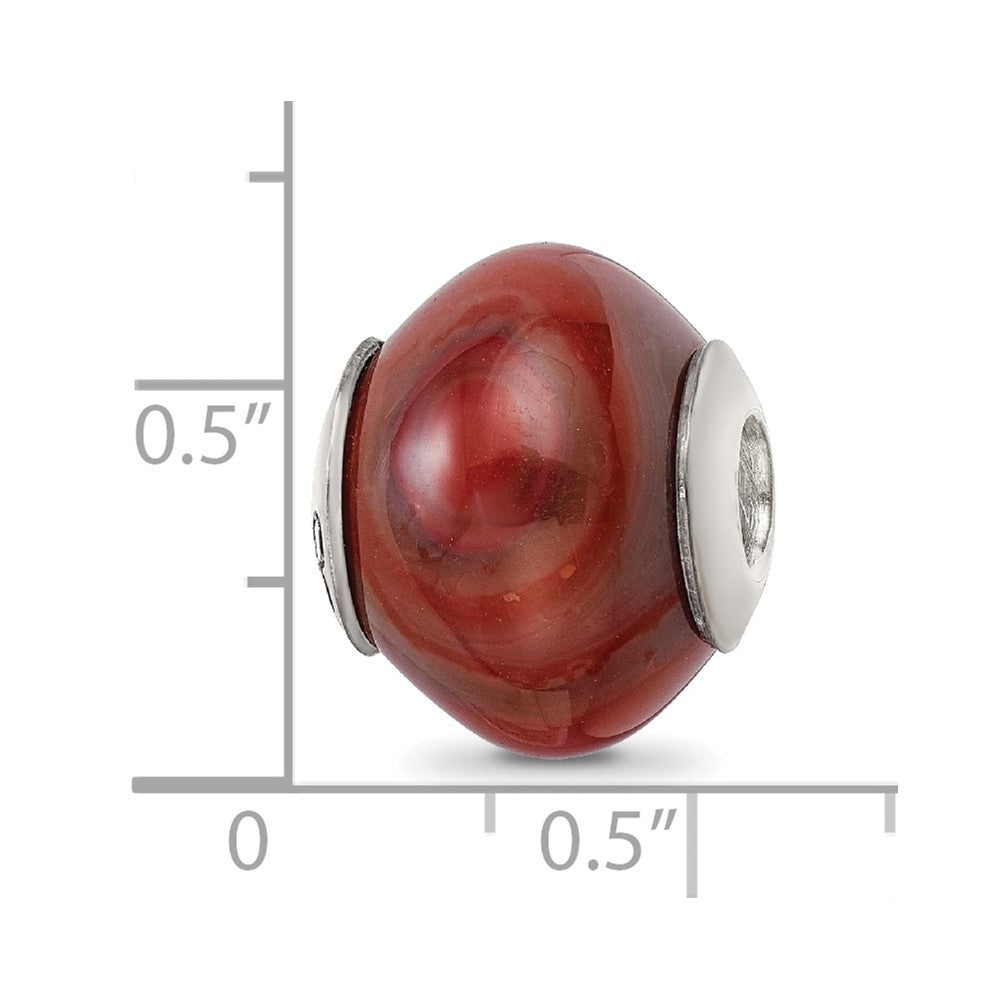 Sterling Silver Reflections Red Brown Agate Stone Bead