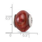 Sterling Silver Reflections Red Brown Agate Stone Bead