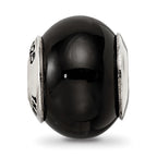 Sterling Silver Reflections Black Agate Stone Bead