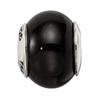 Sterling Silver Reflections Black Agate Stone Bead
