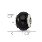 Sterling Silver Reflections Black Agate Stone Bead