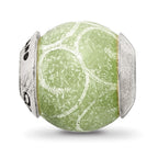 Sterling Silver Reflections Etched Jade Stone Bead