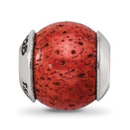 Sterling Silver Reflections Coral Stone Bead