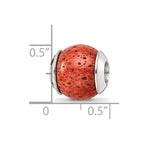 Sterling Silver Reflections Coral Stone Bead