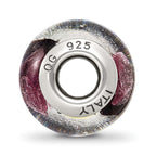 Sterling Silver Reflections White/Lavender/Blck Italian Murano Bead