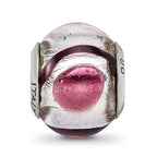 Sterling Silver Reflections White/Lavender/Blck Italian Murano Bead