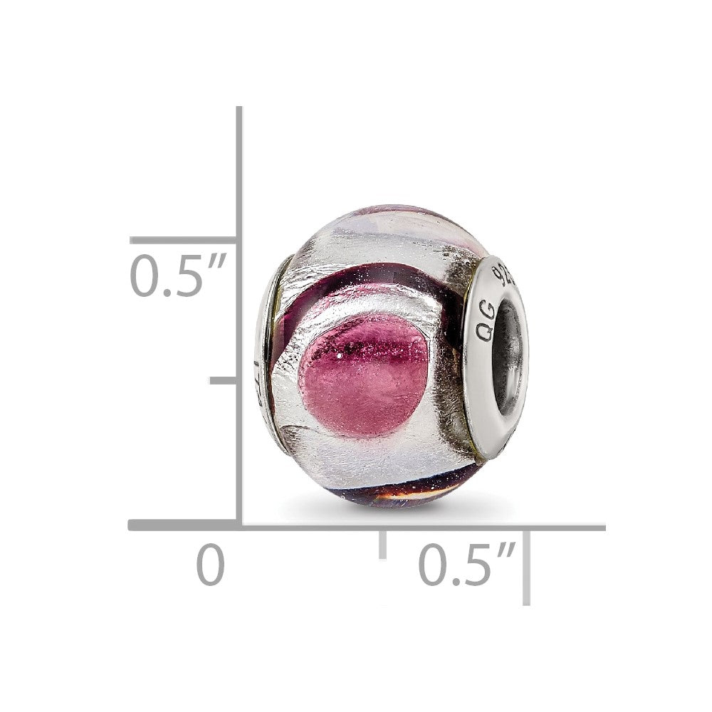 Sterling Silver Reflections White/Lavender/Blck Italian Murano Bead