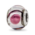 Sterling Silver Reflections White/Lavender/Blck Italian Murano Bead