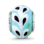 Sterling Silver Reflections Lt. Blue/White/Black Italian Murano Bead