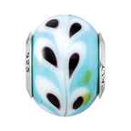 Sterling Silver Reflections Lt. Blue/White/Black Italian Murano Bead