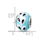 Sterling Silver Reflections Lt. Blue/White/Black Italian Murano Bead