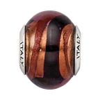 Sterling Silver Reflections Copper/Black Italian Murano Bead