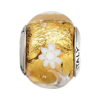 Sterling Silver Reflections Gold/White Flower Italian Murano Bead
