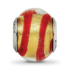 Sterling Silver Reflections Gold/Red Italian Murano Bead