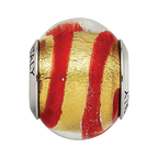 Sterling Silver Reflections Gold/Red Italian Murano Bead