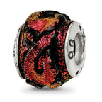 Sterling Silver Reflections Orange Dichroic Glass Bead