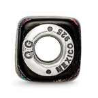 Sterling Silver Reflections Purple Square Dichroic Glass Bead