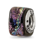 Sterling Silver Reflections Purple Square Dichroic Glass Bead