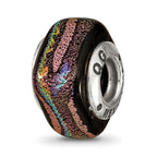 Sterling Silver Reflections Purple Square Dichroic Glass Bead