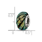 Sterling Silver Reflections Green Swirl Dichroic Glass Bead