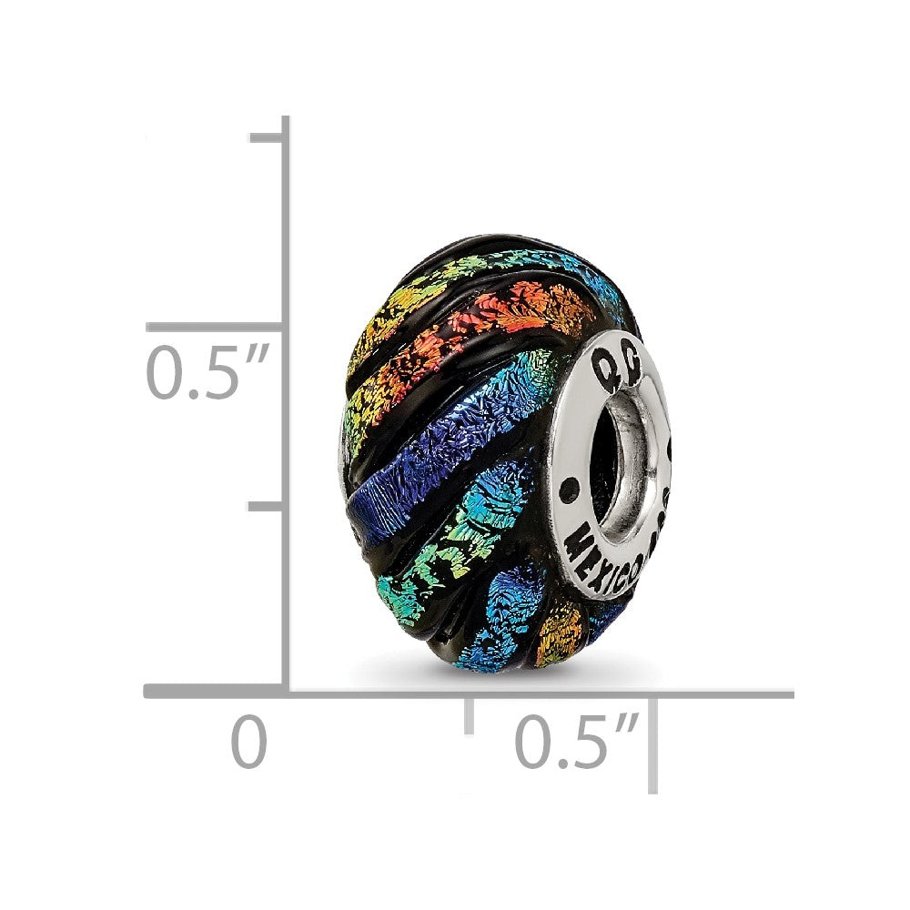 Sterling Silver Reflections Rainbow Swirl Dichroic Glass Bead