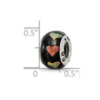 Sterling Silver Reflections Orange/Green Hearts Dichroic Glass Bead