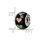 Sterling Silver Reflections Pink/Purple Hearts Dichroic Glass Bead