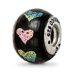 Sterling Silver Reflections Pink/Purple Hearts Dichroic Glass Bead