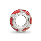 Sterling Silver Reflections Red Enameled Hearts Bead
