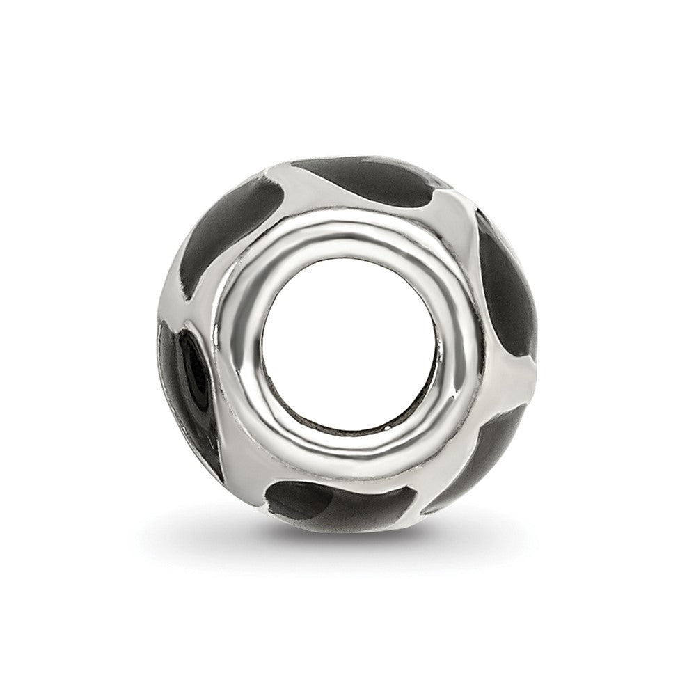 Sterling Silver Reflections Black Enameled Hearts Bead