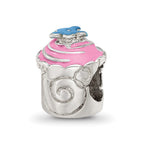Sterling Silver Reflections Pink Enameled Cupcake Bead