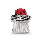 Sterling Silver Reflections Enameled Strawberry Cupcake Bead