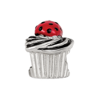 Sterling Silver Reflections Enameled Strawberry Cupcake Bead