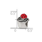 Sterling Silver Reflections Enameled Strawberry Cupcake Bead