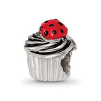 Sterling Silver Reflections Enameled Strawberry Cupcake Bead