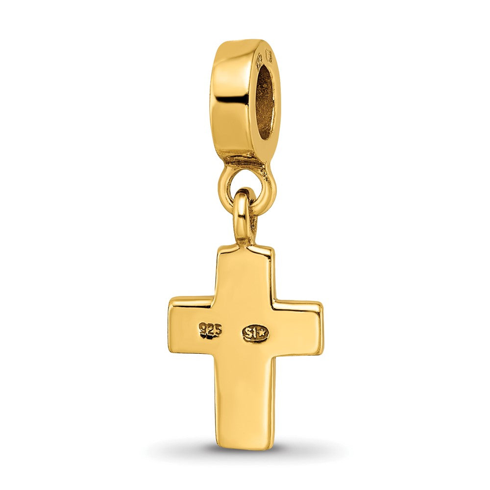 Sterling Silver Gold-plated Reflections Preciosa Crystal Cross Dangle Bead