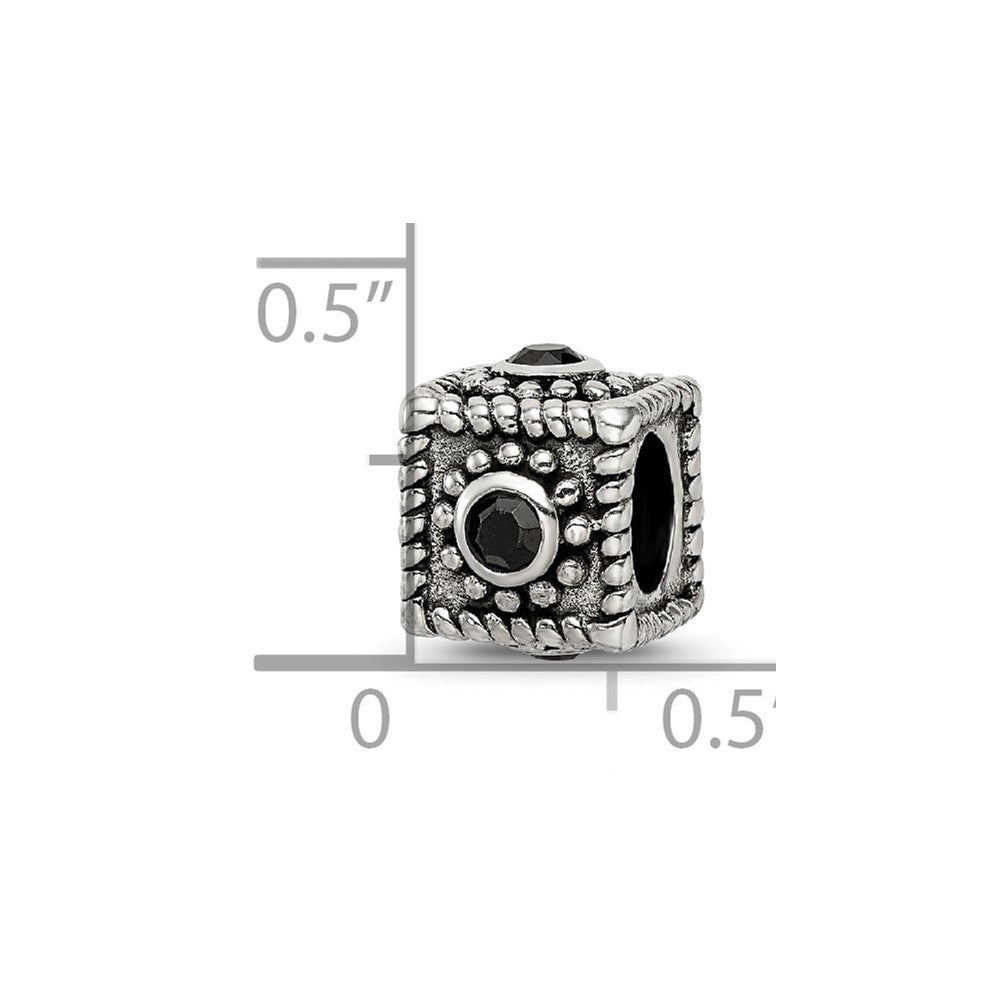 Sterling Silver Reflections Square 4 CZ Bead