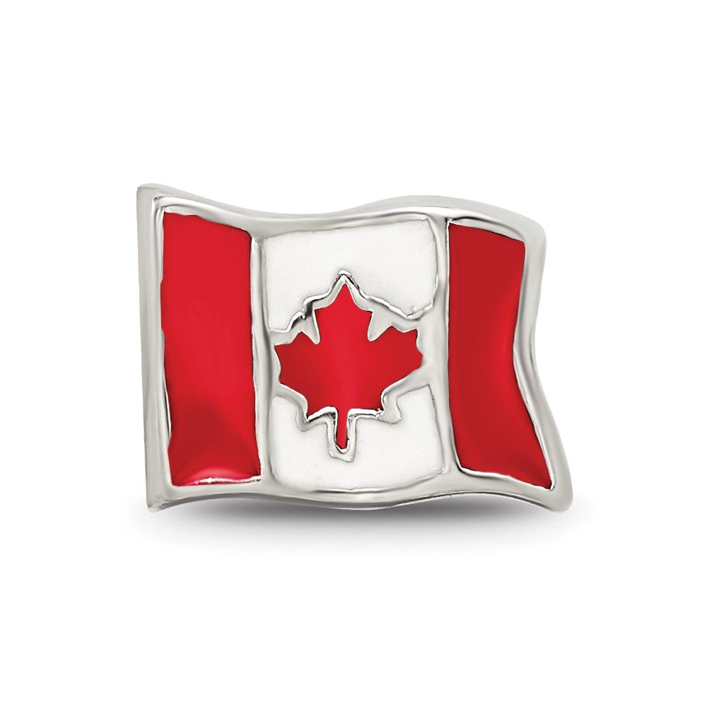 Sterling Silver Reflections Enameled Canada Flag Bead