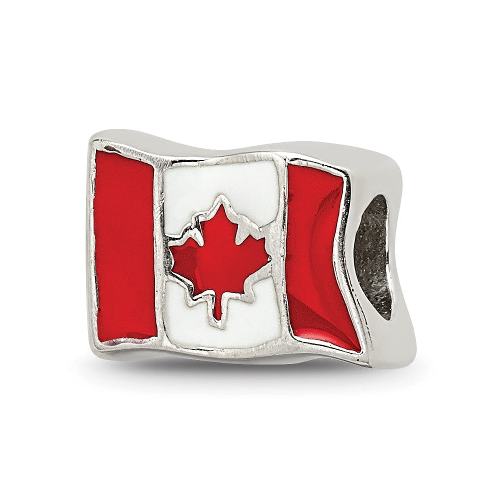 Sterling Silver Reflections Enameled Canada Flag Bead