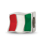 Sterling Silver Reflections Enameled Italy Flag Bead