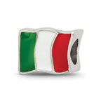 Sterling Silver Reflections Enameled Italy Flag Bead