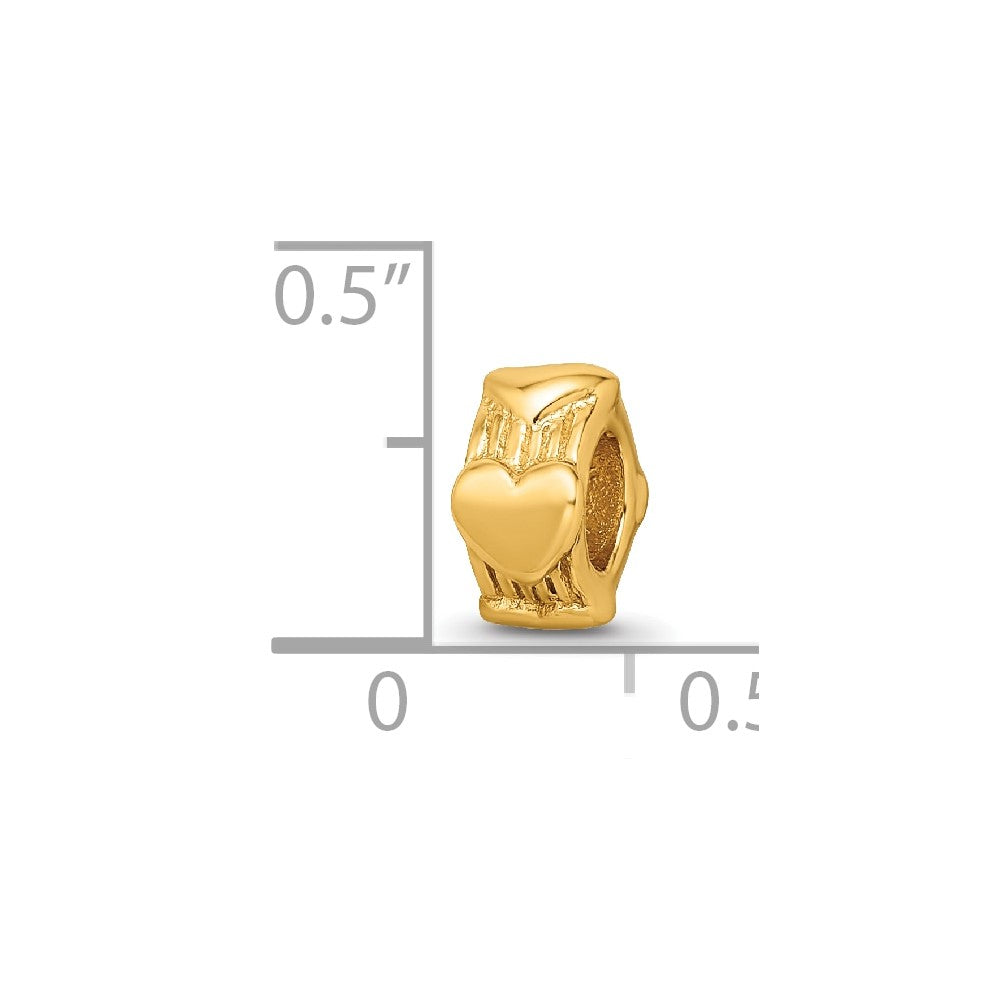 Sterling Silver Gold-plated Reflections Heart Bead