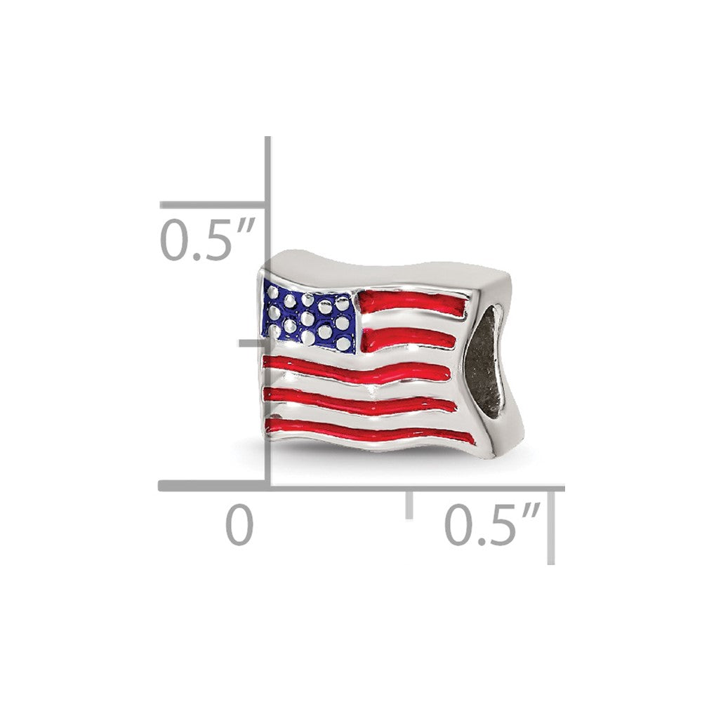Sterling Silver Reflections Enameled USA Flag Bead