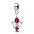 Sterling Silver Reflections Red Preciosa Crystal Fleur De Lis Dangle Bead