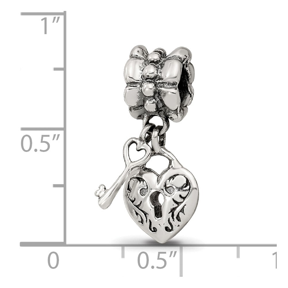 Sterling Silver Reflections Heart & Key Dangle Bead