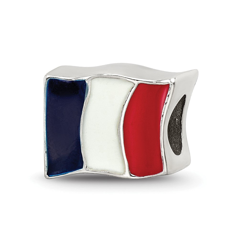Sterling Silver Reflections Enameled France Flag Bead