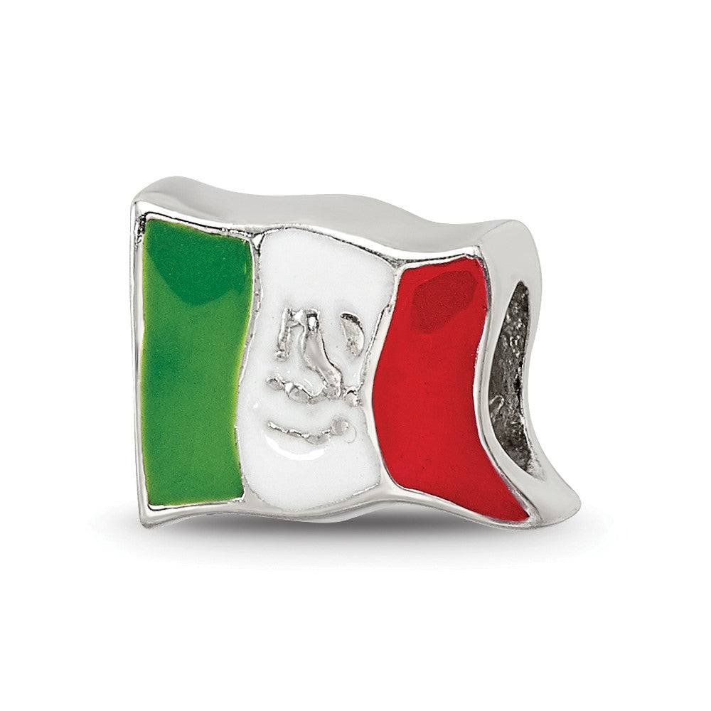 Sterling Silver Reflections Enameled Mexico Flag Bead