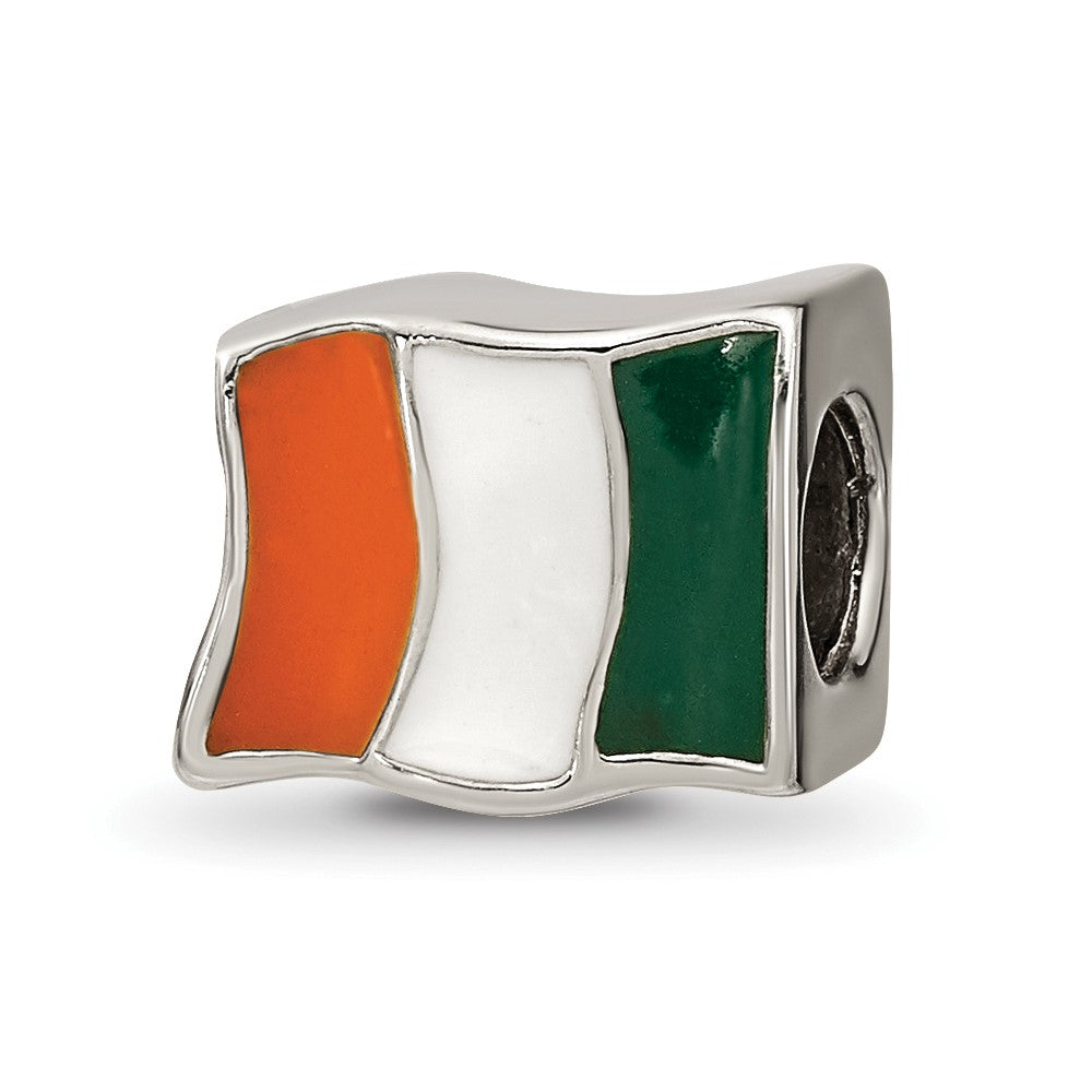Sterling Silver Reflections Enameled Ireland Flag Bead