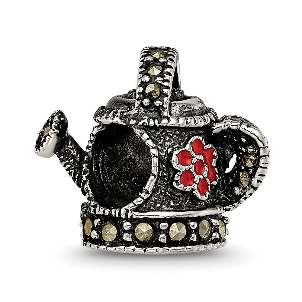 Sterling Silver Reflections Enameled Marcasite Watering Can Bead