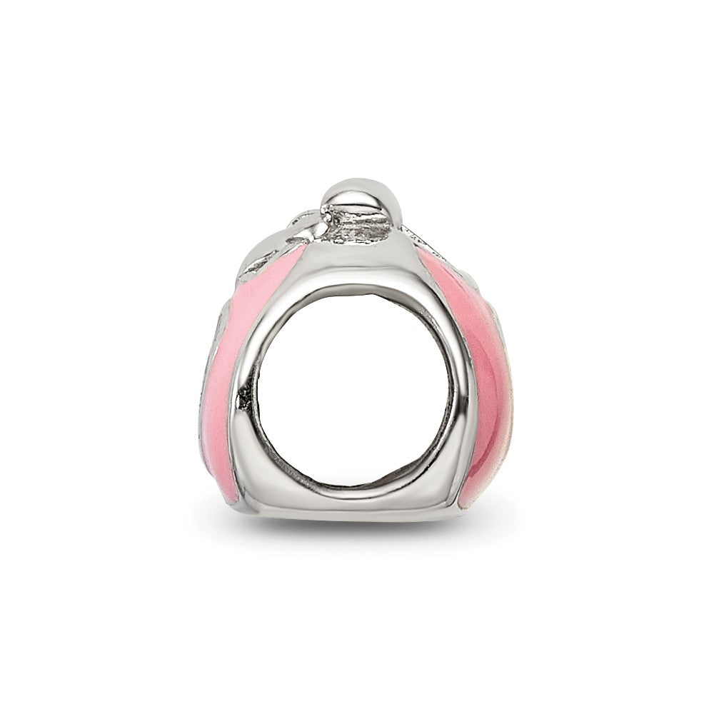 Sterling Silver Reflections Pink/Red Enameled Purse Bead